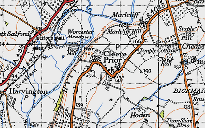 Old map of Cleeve Prior in 1946