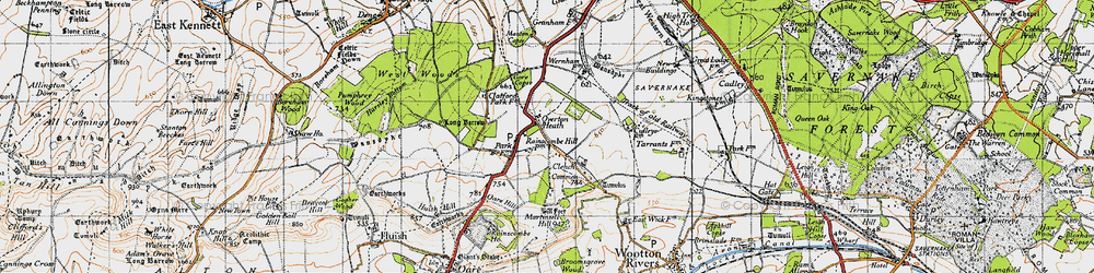 Old map of Clench Common in 1940