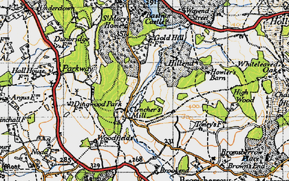 Old map of Clencher's Mill in 1947