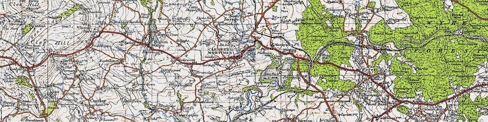 Old map of Cleobury Mortimer in 1947