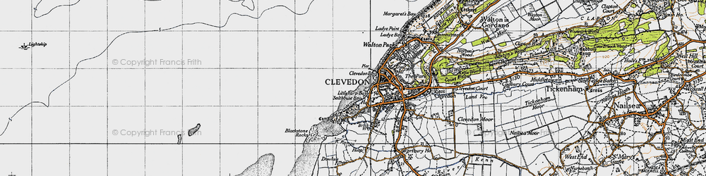 Old map of Clevedon in 1946