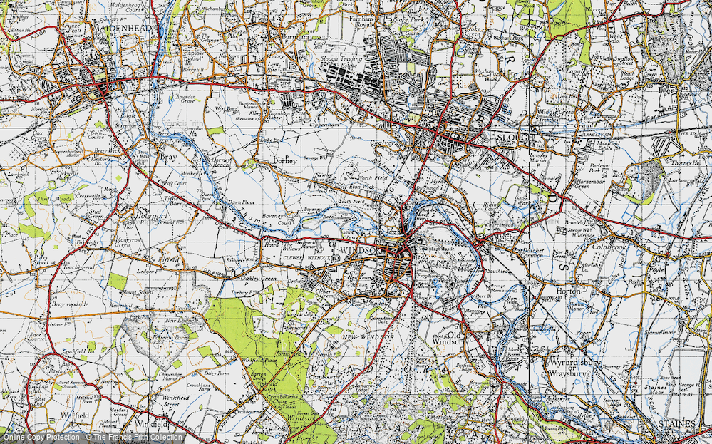 Old Map of Historic Map covering Boveney Lock in 1945