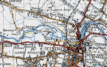 Old map of Boveney Lock in 1945