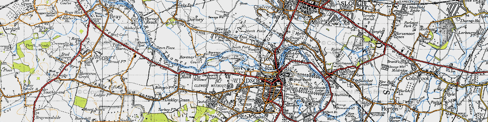 Old map of Boveney Lock in 1945