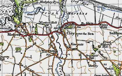 Old map of Cley next the Sea in 1946
