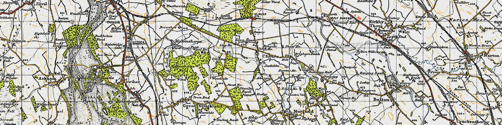 Old map of Bradley in 1947