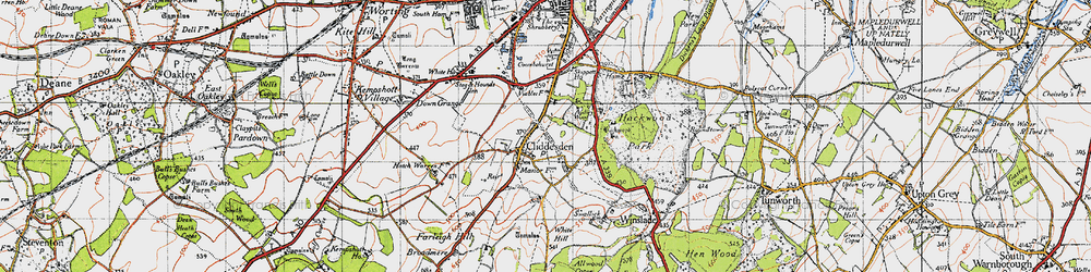 Old map of Cliddesden in 1945