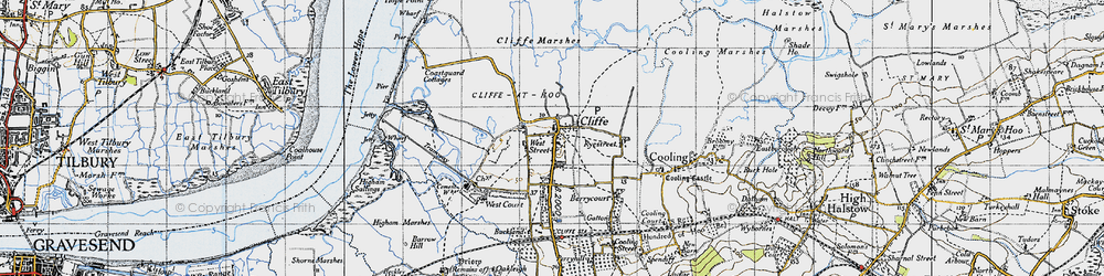 Old map of Cliffe in 1946