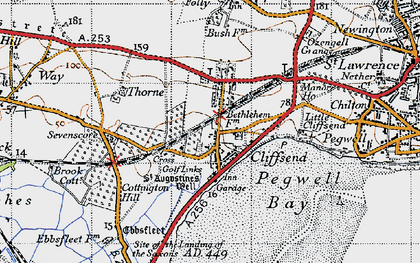 Old map of Pegwell Bay in 1947