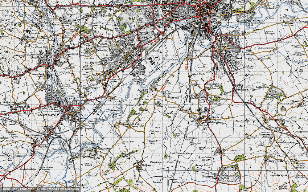 Old Map of Historic Map covering Brands Hill in 1946