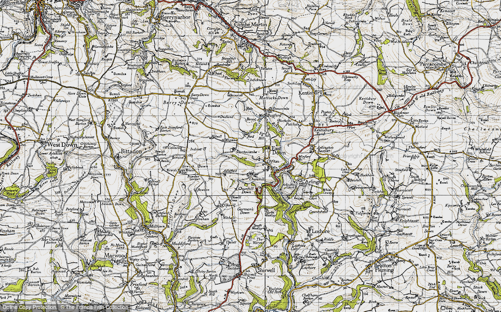 Old Map of Historic Map covering Beccot in 1946
