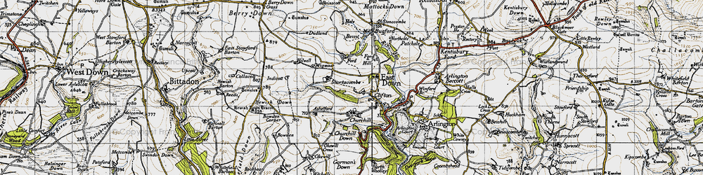 Old map of Clifton in 1946