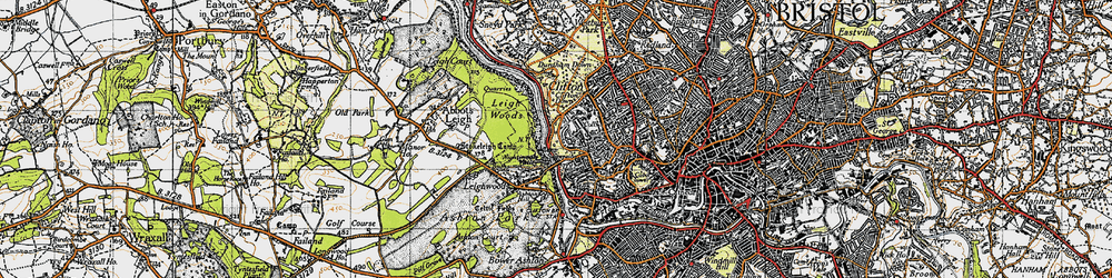 Old map of Avon Gorge Nature Reserve in 1946