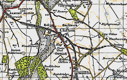 Old map of Yanwath Woodhouse in 1947