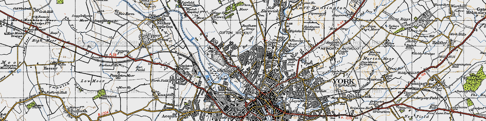 Old map of Bootham Stray in 1947