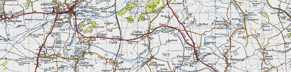 Old map of Clifton Hampden in 1947