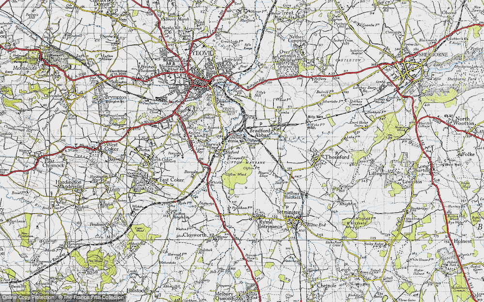 Old Map of Clifton Maybank, 1945 in 1945