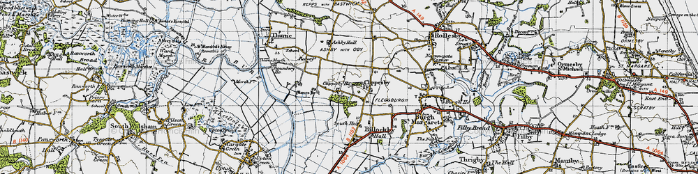 Old map of Clippesby in 1945