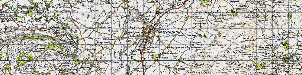 Old map of Clitheroe in 1947