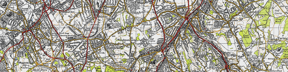 Old map of Woodcote Grove Ho in 1945