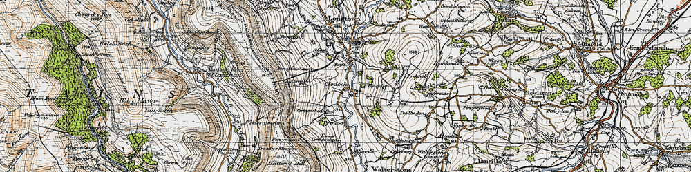 Old map of Penrhewr in 1947