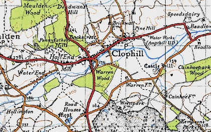 Old map of Clophill in 1946