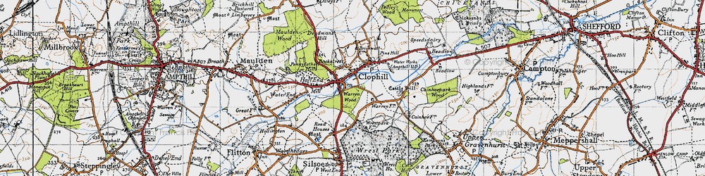 Old map of Clophill in 1946