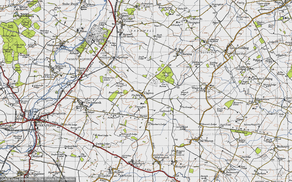 Old Map of Historic Map covering Bull Nose Coppice in 1946