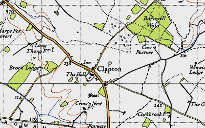 Old map of Clopton in 1946