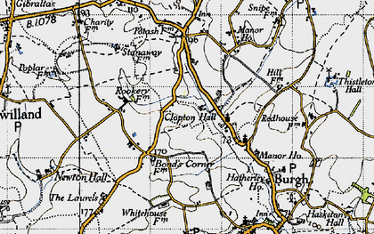 Old map of Bond's Corner in 1946