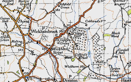 Old map of Clopton Green in 1946