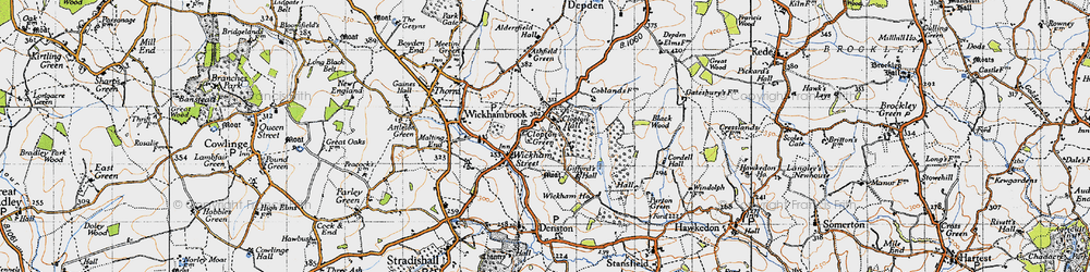 Old map of Clopton Green in 1946
