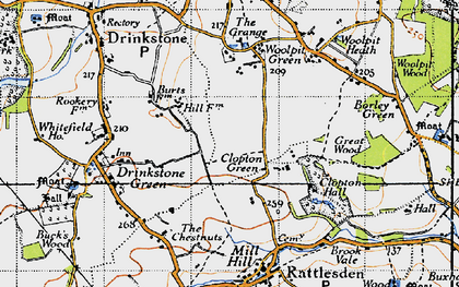Old map of Clopton Green in 1946