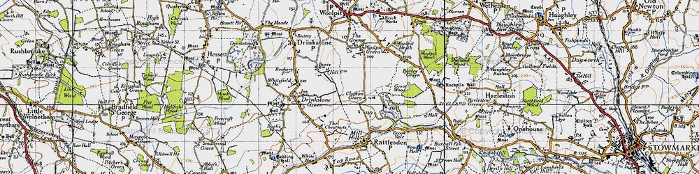 Old map of Clopton Green in 1946