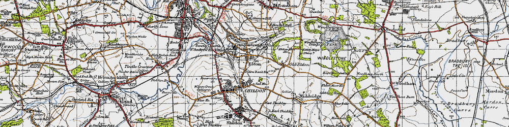 Old map of Close House in 1947