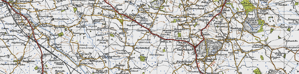 Old map of Clotton in 1947