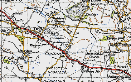 Old map of Clotton Common in 1947