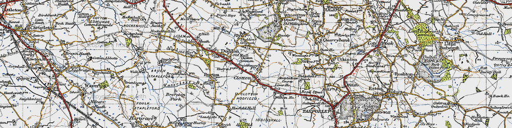 Old map of Clotton Common in 1947