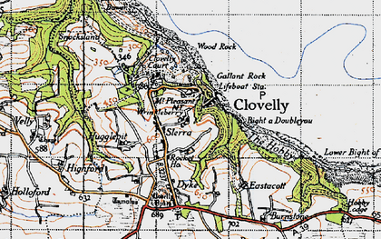 Old map of Clovelly in 1946