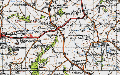 Old map of Clows Top in 1947