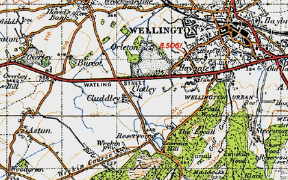 Old map of Cluddley in 1947