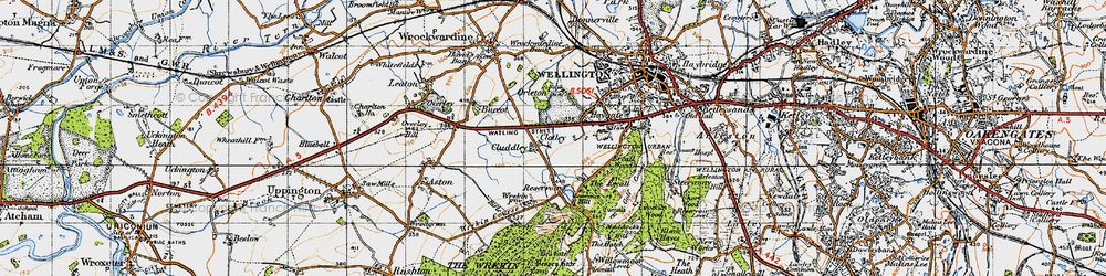 Old map of Cluddley in 1947