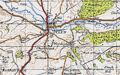 Old map of Clun in 1947