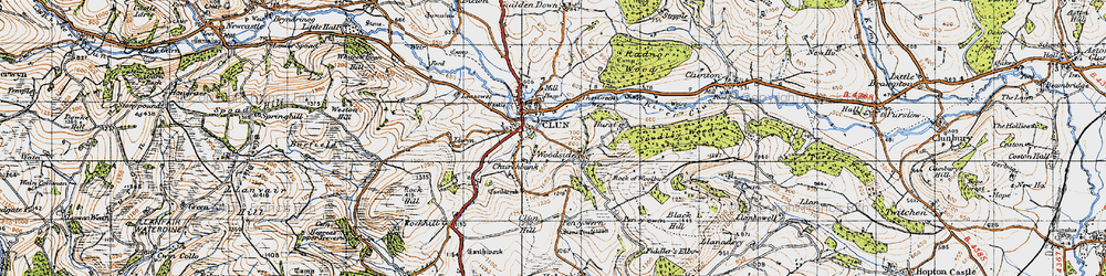 Old map of Clun in 1947