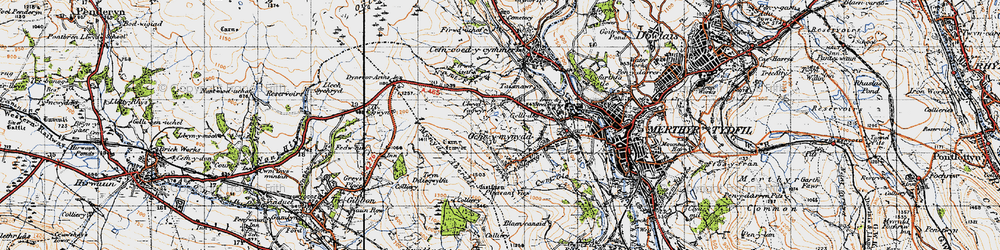 Old map of Clwydyfagwyr in 1947