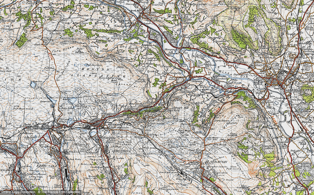Old Map of Historic Map covering Blaen Dyar in 1947
