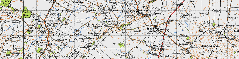 Old map of Clyffe Pypard in 1947