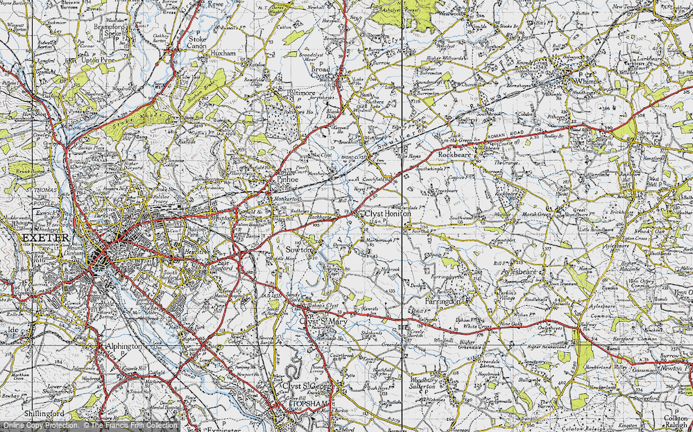 Old Map of Historic Map covering Exeter Airport in 1946