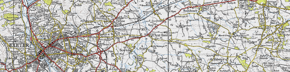 Old map of Clyst Honiton in 1946