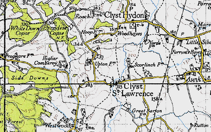 Old map of Woodhayes in 1946